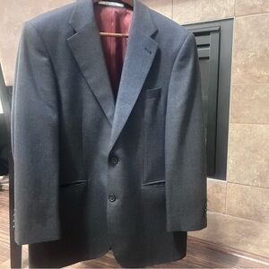 Baumler European Tailored Italian Lanifico Wool Charcoal Herringbone Jacket 40R
